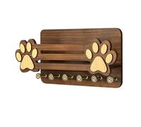 Generisch Dog Lead Holder Wall Mounted Cute Wooden Floating Shelf for Wall with Six Hooks Dog Lead and Key Holder for Entrance Area Living Room Kitchen Bedroom and