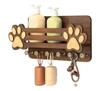 Generisch Dog Lead Holder Wall Mounted Cute Wooden Floating Shelf for Wall with Six Hooks Key Holder with Hanging Door for Entrance Living Room Kitchen Bedroom and