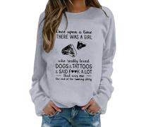 Generisch Dog Mom Sweatshirt For Women Just A Girl Who Dogs She She Could But Her Dog Was Asle On Her Lap Crew Neck Pullover Women, Light grey, S