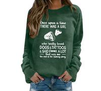 Generisch Dog Mom Sweatshirt For Women Just A Girl Who Dogs She She Could But Her Dog Was Asle On Her Lap Crew Neck Pullover Women, Dark green, XL