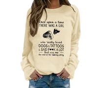 Generisch Dog Mom Sweatshirt For Women Just A Girl Who Dogs She She Could But Her Dog Was Asle On Her Lap Crew Neck Pullover Women, beige, L