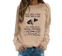 Generisch Dog Mom Sweatshirt For Women Just A Girl Who Dogs She She Could But Her Dog Was Asle On Her Lap Crew Neck Pullover Women, khaki, XL