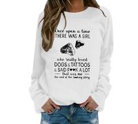 Generisch Dog Mom Sweatshirt For Women Just A Girl Who Dogs She She Could But Her Dog Was Asle On Her Lap Crew Neck Pullover Women, White, XXL