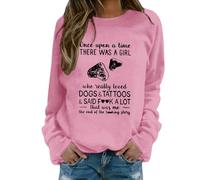 Generisch Dog Mom Sweatshirt For Women Just A Girl Who Dogs She She Could But Her Dog Was Asle On Her Lap Crew Neck Pullover Women, pink, XL