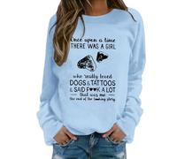 Generisch Dog Mom Sweatshirt For Women Just A Girl Who Dogs She She Could But Her Dog Was Asle On Her Lap Crew Neck Pullover Women, lightblue, S