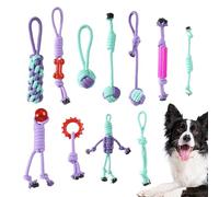 Generisch Dog Rope Toy, 11-Piece Robust Cotton Toy for Stimulation, Pull Toy for Dogs, Boredom Behavior Training, Interactive Play Time