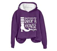 Generisch Don't Make Drop A On You Halloween Sweatshirts for Women 2024 Funny Crew Neck Long Sleeve Hoodie, Dark purple, XXL