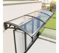 Generisch Door Canopy Weatherproof, Transparent Polycarbonate with Aluminium Frame, Rain and Snow Proof, Pent Arch Design, W 60 x L 100 cm