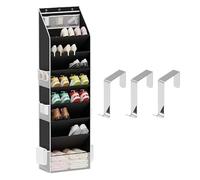 Generisch Door Shoe , 8 Compartments Behind the Door for 16-24 Pairs of Shoes, Storage Hooks for Hallway, Bedroom, Utility Room, Student Room, Classroom