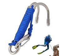 Generisch Double Diving Hook - Underground Diving Hooks, Double Hook Stainless Steel Reef Hook, Safety Equipment, Ring Design, Reliable Safety Rope for