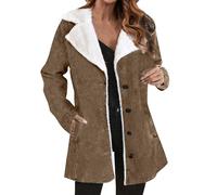 Generisch Down Jacket Women's Long Winter Fleece Jacket Warm Jacket Plain Transition Coat Casual Winter Jacket Elegant Hooded Coat Cotton Down Jacket Thermal Winter Coat Oversize Sweat Jacket, khaki