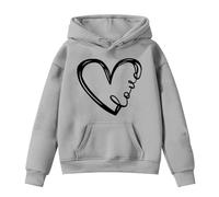 Generisch Dress Jumper Women's Valentine's Day Sweatshirt Minimalist Valentine's Day Shirt Girlfriend Sweater Heart Round Neck Valentine's Day Jumper Casual Minimalist Print Little Girls Jumper, gray