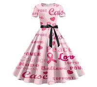 Generisch Dresses Black Women's Dress for Women, Breast Cancer Dress, Pink Band, Breast Cancer Awareness Print, Sleeveless 50s Dress, Stronger Than Short Sleeve Dress, Beach Dress, Women's Maxi Dress