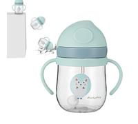 Generisch Drinking Cup for Milk, 14.5 x 7.5 cm, Cute Cartoon Design, Concave Base Straw Underwater, One-Handed , Safe, Leak-Proof, Portable, Compact, Travel, Outdoor, Nursery, School