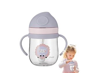 Generisch Drinking Cup for Milk, 14.5 x 7.5 cm, Cute Cartoon Design, Concave Base Straw Underwater, One-Handed , Safe, Leak-Proof, Portable, Compact, Travel, Outdoor, Nursery, School