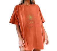 Generisch Drop Tops Women's Casual Blouse with Printed Pattern Short Sleeve Women's Blouse Blue Dungarees Women, orange, L