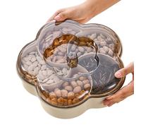 Generisch Dry Fruit Plate, Snack Serving Tray, Split in Petal Shape with 5 Compartments and Lids, Storage Plate for Sweets, Nuts, Home, Wedding, Party, Gathering