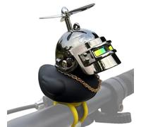 Generisch Duck Dashboard Ornament Duck Car Ornament Cute Yellow Duck Bicycle Accessories Cute Bicycle Horn with Helmet and Propeller Squeaky Duck Bicycle Rubber Bike Decoration