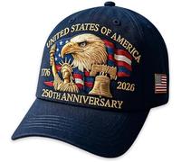 Generisch Eagle & Liberty 250th Anniversary United States Hat, American Baseball Cap, Adjustable Fit, Unisex (55-60 cm), Printed, 55/60 cm