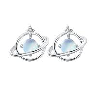 Generisch Earrings Girls Letters Silver Colour Creative Blue Zircon Planet Stud Earrings & Necklace Sets Wedding Jewellery Crystal Chandelier Earrings, one size, Metal, No Gemstone