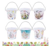 Generisch Easter bucket for children, set with design baskets, metal candy bucket with handle, for children, Easter sweets, egg hunt, party favours, storage