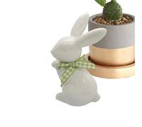 Generisch Easter Bunny Ceramic Figurines-Modern Porcelain Rabbit Statues, Hand-Polished Spring Coat Decor, Set of 2 Geometric Bunny Sculptures for Wedding & Nursery, Matte White