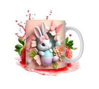 Generisch Easter Bunny Coffee Cup - 350 ml Colourful Ceramic Mug, Playful Drinking Vessel, Charming Spring for Student Room Kitchen | Adorable Ceramic Mug for Living Room Office Dining Table