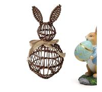 Generisch Easter Bunny Decoration - Statue Made of Art Rattan with Bow Easter Decoration Rabbit Figure for Living Room Office Home Farmhouse Patio Garden Yard Entrance Area