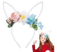Generisch Easter bunny ears, flower decoration for parties and costumes, Easter bunny ears headband, for costume fancy dress, children's parties, Christmas parties, Halloween parties, Valentine's Day