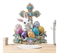 Generisch Easter Bunny Table Decorations, Easter Bunny Figure Model, Holiday Decorations Desktop 2D Acrylic Rabbit Figure, Easter Wheels Bunny Statue for Living Room, Home, Dorm, Children's Room