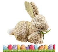Generisch Easter Bunny, Woven Funny Spring Decoration, Rabbit Figure with Plush Tail, for Living Room, Bedroom, Dining Table, Country House Style Decorative Accessories