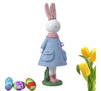 Generisch Easter Rabbit Statue with Skirt - Resin Rabbit Figurine Decorative Ornament Indoor Kitchen Living Room Office Desk Shelf Entrance Shop Window