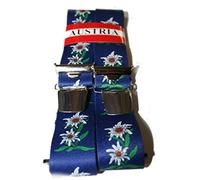 Generisch Edelweiss P-013 Braces from Austria - Vienna - in Edelweiss Design - 35 mm Wide in H-Shape with 4 Extra Strong Clips Plain / Edelweiss Bright Blue, blue, One size