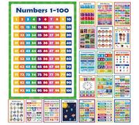 Generisch Educational Posters | 20 Pack Alphabet Number Charts Educational Charts Posters - For Kids, Nursery, Home, School, Study, Office, Girls, Indoor