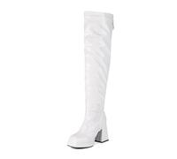 Generisch Elastic Overknee Boots with Thick Heel for Long Legs Stretch Shoes for Cold Days, White, 9 UK