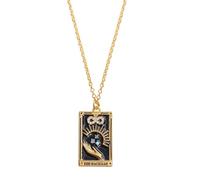 Generisch Electroplated Retro Tarot Oil Drop Square Necklace Magician Star Moon Front Filigree Necklace Silver, Copper, No gemstone