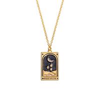 Generisch Electroplated Retro Tarot Oil Drop Square Necklace Magician Star Moon Front Filigree Necklace Silver, Copper, No gemstone