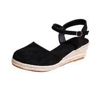 Generisch Elegant Boho Sandals Velvet Texture for Women - Flat Beach Shoes with Strap Open Toe Ankle Strap, black, 10 UK