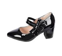 Generisch Elegant Costume Shoes with Block Heel - Traditional Heel Shoes for Celebrations, Stylish Buckle Ballerinas with High Heel, Versatile Elegant Shoe Creation, black, 2/2.5 UK