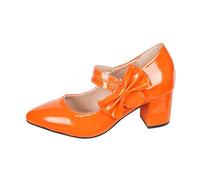 Generisch Elegant Costume Shoes with Block Heel - Traditional Heel Shoes for Celebrations, Stylish Buckle Ballerinas with High Heel, Versatile Elegant Shoe Creation, orange, 9 UK