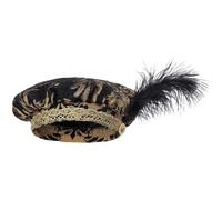 Generisch Elegant Couple Medieval Velvet Beret Hat with Top Hat for Stage Costume Performance (Black, One Size)