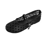 Generisch Elegant Flat Mary Jane Shoes with Mesh Pattern for Summer Casual Comfort Craft Subtle Sophistication Women's Leisure Mules Airy Comfortable Everyday, black, 5 UK