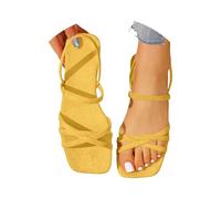 Generisch Elegant Flat Sandals with Ankle Strap for Women - Comfortable Casual Summer Toe Post Mules Ideal Travel Beach Trips, Ye2, 4 UK