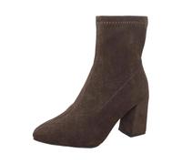 Generisch Elegant flat velvet ankle boots for chic monochrome casual everyday look with comfortable fit stylish look, brown, 8.5 UK