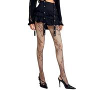 Generisch Elegant Floral Lace Fishnet Tights - Seductive Sheer Stockings for Seamless Floor Length Tights, brown, One Size