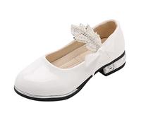 Generisch Elegant Girls' Ballet Flats with Bow Decoration for Festive Occasions School Everyday in Comfortable Flat Heel Design, White, 1/1.5 UK