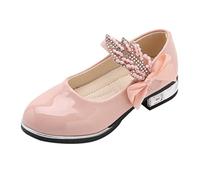 Generisch Elegant Girls' Ballet Flats with Bow Decoration for Festive Occasions School Everyday in Comfortable Flat Heel Design, pink, 2 UK