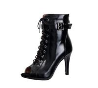 Generisch Elegant high-heeled sandals with open toe belt buckle present themselves as stylish for fashion-conscious women. These thin strappy sandals combine comfort, black, 8.5 UK