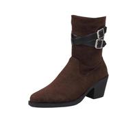 Generisch Elegant mid-height ankle boots with decorative buckle, zip at the back for comfortable putting on, women's autumn boots, everyday comfort, brown, 6 UK