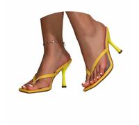 Generisch Elegant open toe sandals with heel in toe post design for summer outfits - agile comfort secure fit for everyone, yellow, 8.5 UK